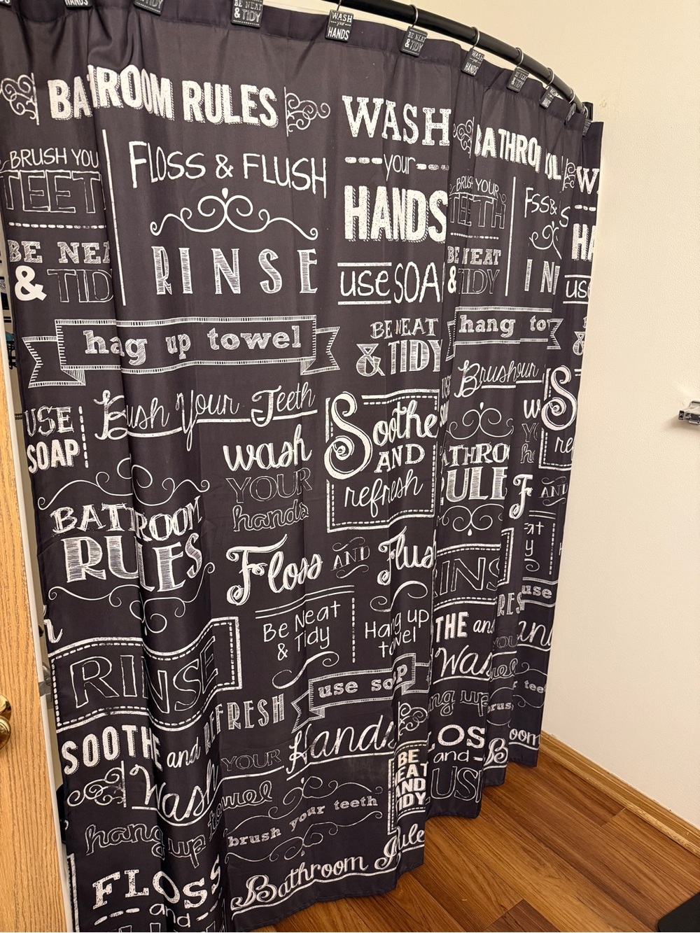 Black and White Typography Shower Curtain - Home Bath